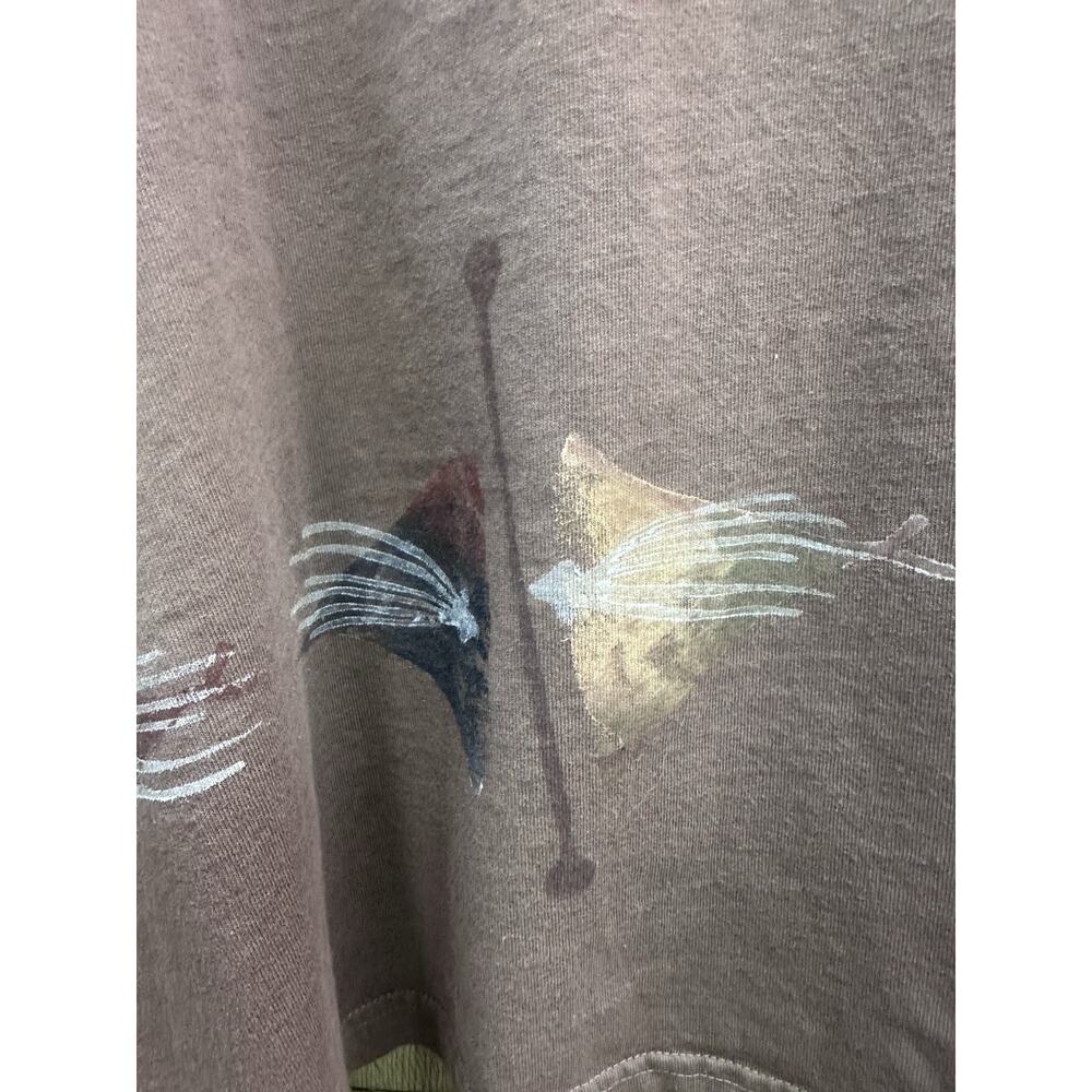 BLUE FISH Barclay XL-XXL Organic Cotton Boxy Crop Top Hand-Printed Art Vintage - Picture 2 of 8